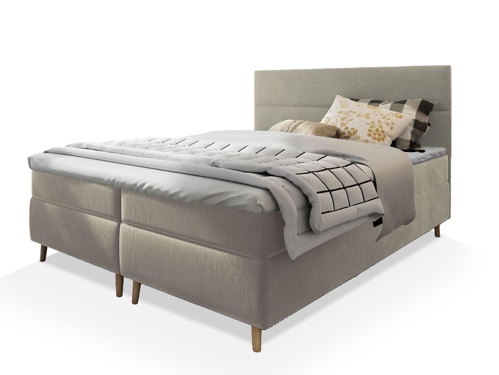 BOXBETT SANTA 160x200 cm mit Matratze und Topper - Beige - Beige, Holz (160/200cm) - MASSENO