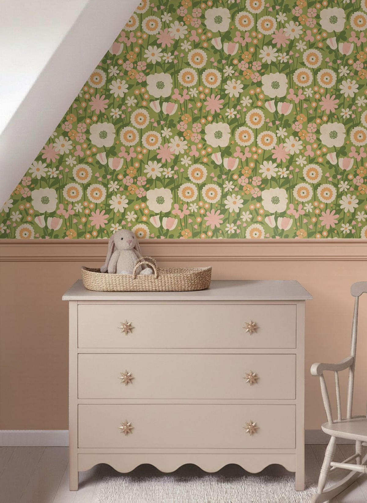 TAPETE Retro Blumen 50 x 900 cm - Pink, Papier (50/0.1cm) - ESTAhome