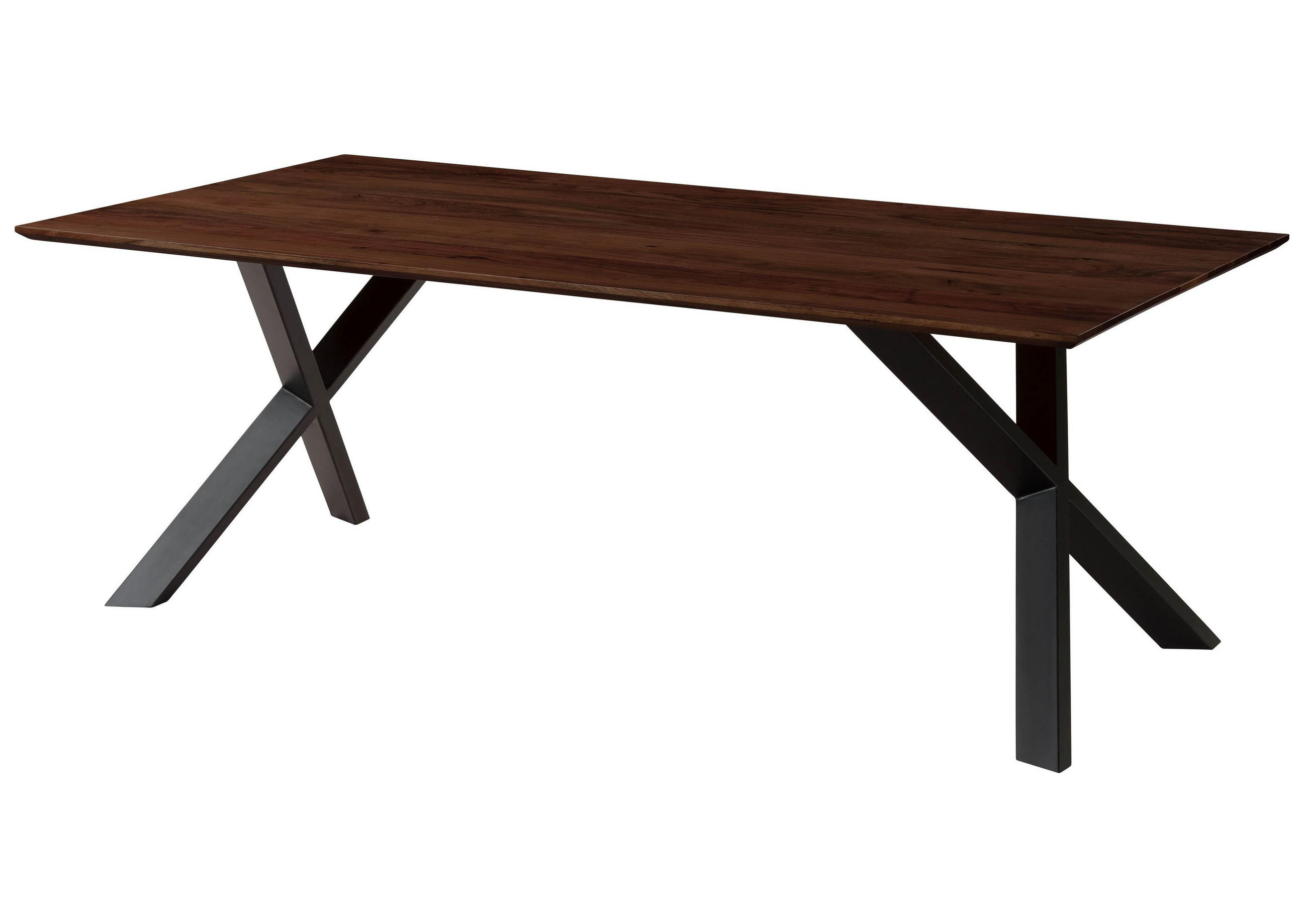 ESSTISCH Akazie 200x100x75 braun lackiert / ausgestellte X-Beine anthrazit matt SWISS EDGE - Anthrazit/Braun, Holz (200/100/75cm) - Massivmoebel24