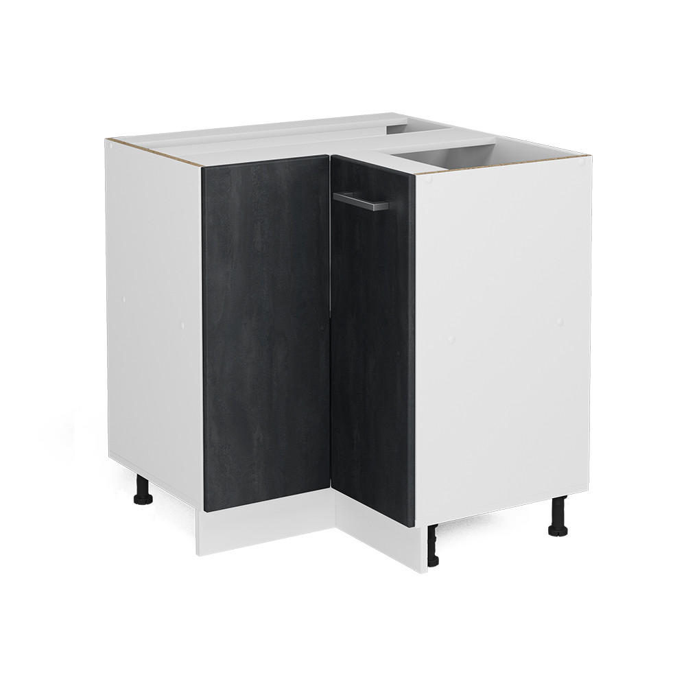 ECKUNTERSCHRANK R-Line Schwarz Beton 75.6 cm ohne AP - Schwarz/Weiß, Holzwerkstoff (75.6/81.6/46cm) - Vicco