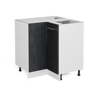 ECKUNTERSCHRANK R-Line Schwarz Beton 75.6 cm ohne AP - Schwarz/Weiß, Holzwerkstoff (75.6/81.6/46cm) - Vicco