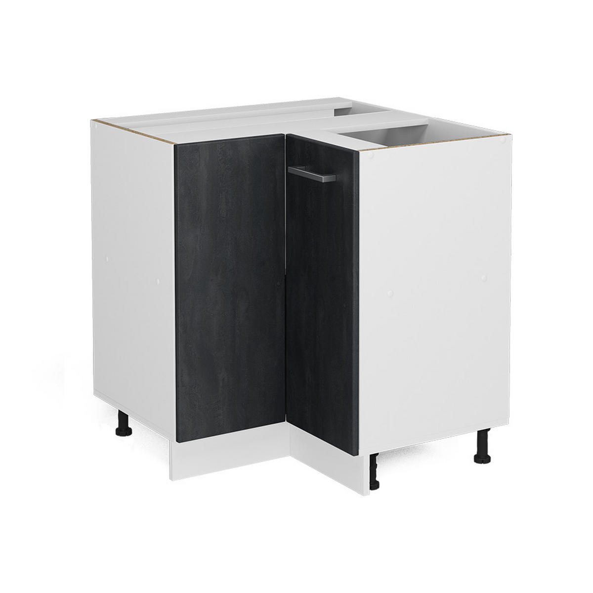 ECKUNTERSCHRANK R-Line Schwarz Beton 75.6 cm ohne AP - Schwarz/Weiß, Holzwerkstoff (75.6/81.6/46cm) - Vicco