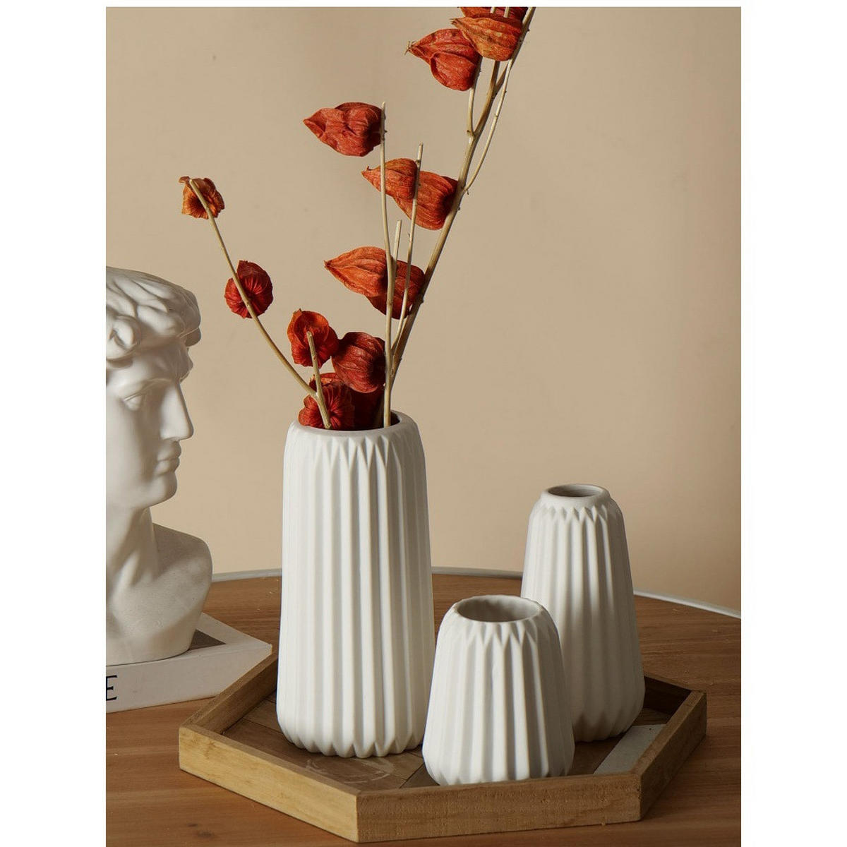 VASE Keramik - Weiß, Glas (20cm) - LIBRATON