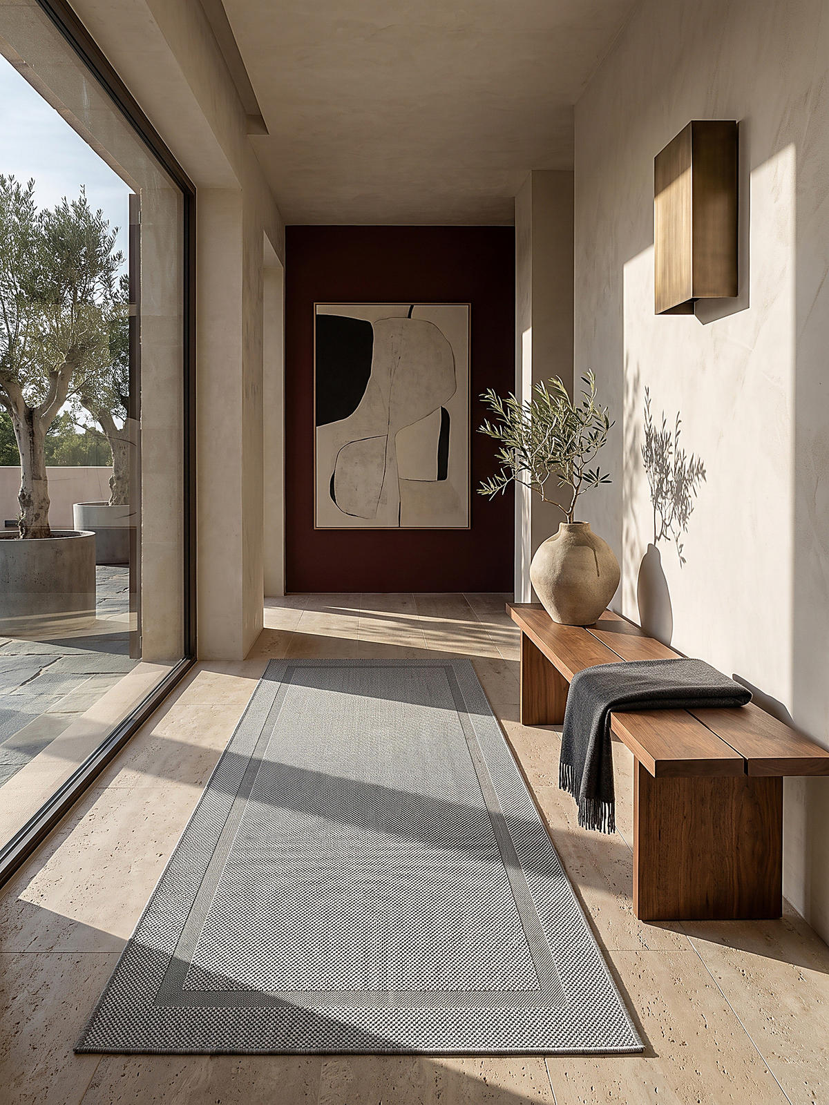 TEPPICHLÄUFER Bordüre BORNO Polypropylen Grau 80 x 200 cm - Grau, Textil (80/200cm) - KADIMA DESIGN