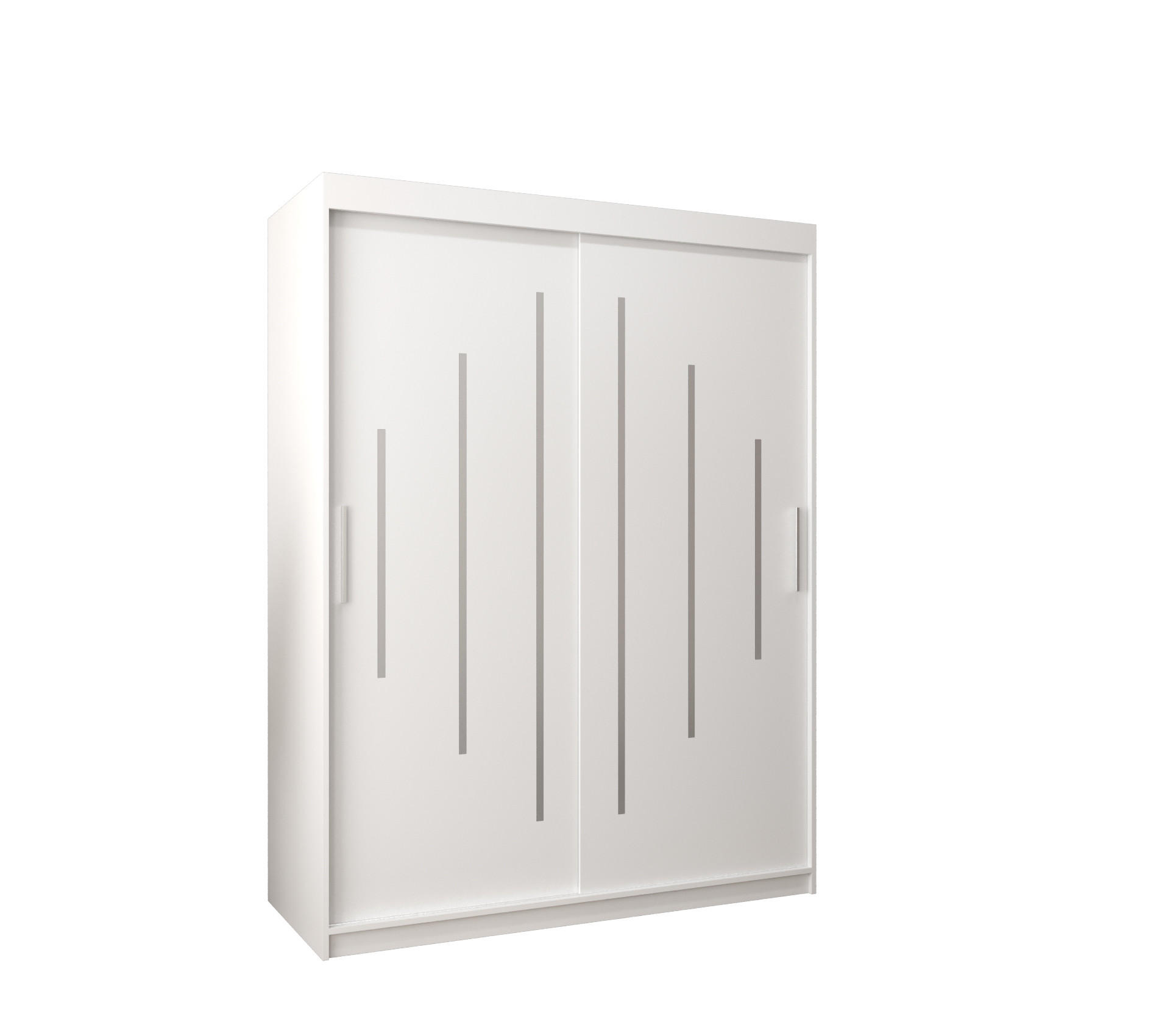 SCHWEBETÜRENSCHRANK 200/150/62 2-türig - Silberfarben/Weiß, Holz/Kunststoff (150/200/62cm) - Abiks Möbel