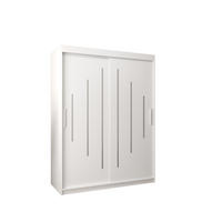 SCHWEBETÜRENSCHRANK 200/150/62 2-türig - Silberfarben/Weiß, Holz/Kunststoff (150/200/62cm) - Abiks Möbel