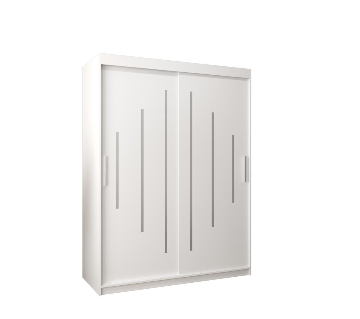 SCHWEBETÜRENSCHRANK 200/150/62 2-türig - Silberfarben/Weiß, Holz/Kunststoff (150/200/62cm) - Abiks Möbel
