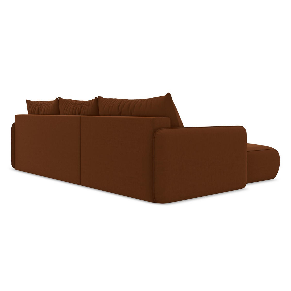ECKSOFA mit Schlaffunktion Samt Stoff Orange - Terracotta/Schwarz, Kunststoff/Textil (148/240cm) - LaMiaSofa