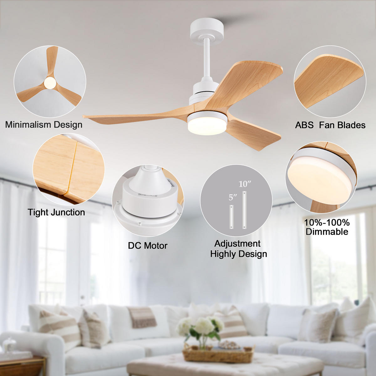 DECKENVENTILATOR DE-16232 42 Zoll mit Licht & Fernbedienung Naturholz - Naturfarben, Kunststoff (107/107/40cm) - ComfortXL