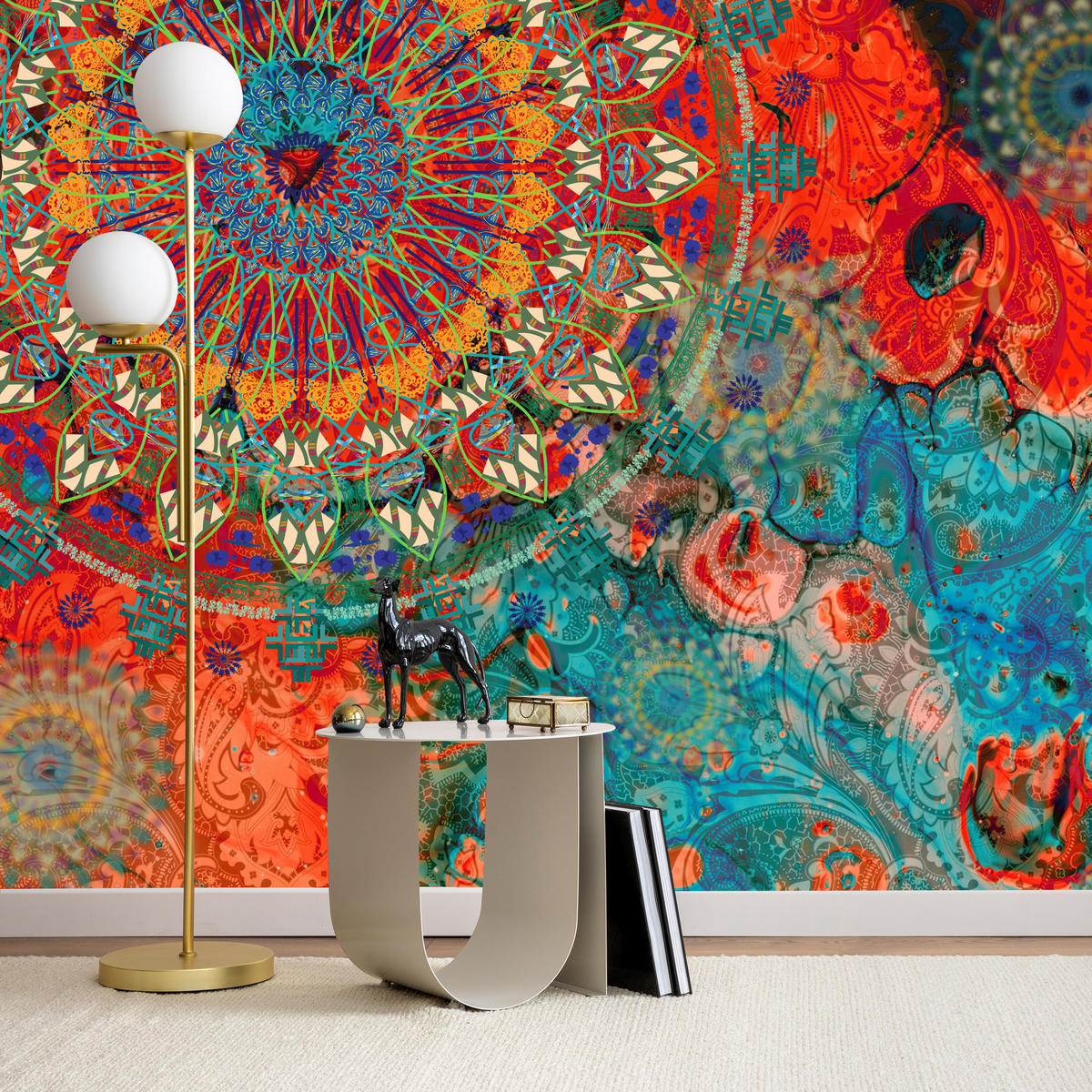 FOTOTAPETE für Wohnzimmer Farbenfrohe Mandalas Abstraktion Muster 500x350 - Multicolor, Papier (500/350cm) - Muralo
