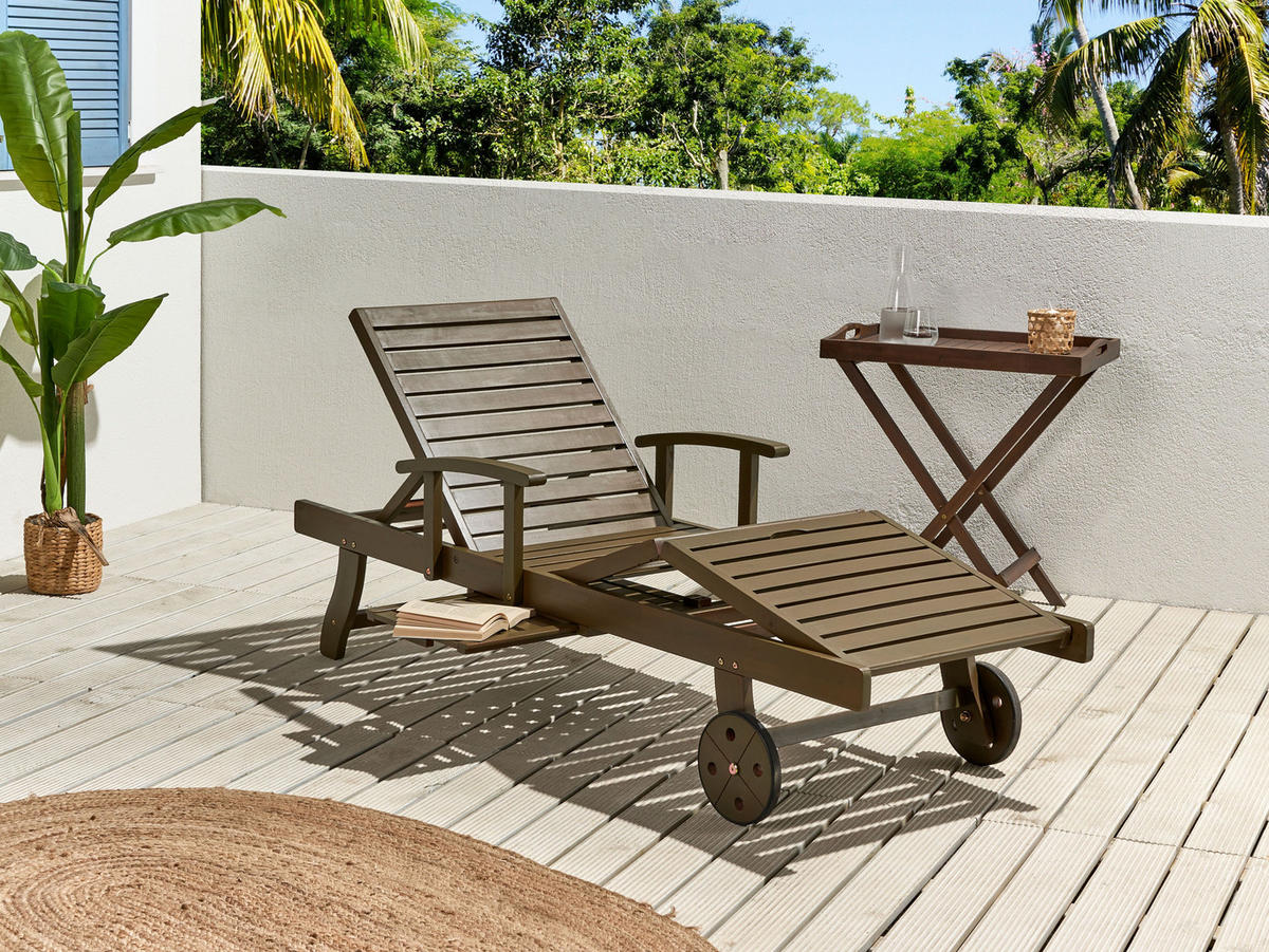 GARTENLIEGE dunkelbraun Amantea - Dunkelbraun, Holz (64/35/196cm) - Beliani
