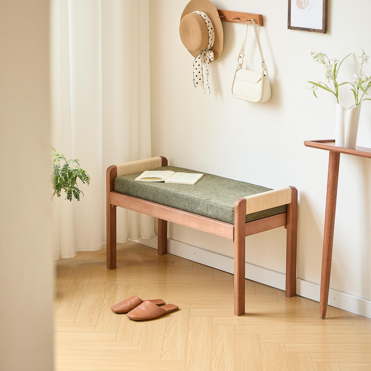 SITZBANK Holz Grün - Grün, Holz (92/53/40cm) - Nordlys