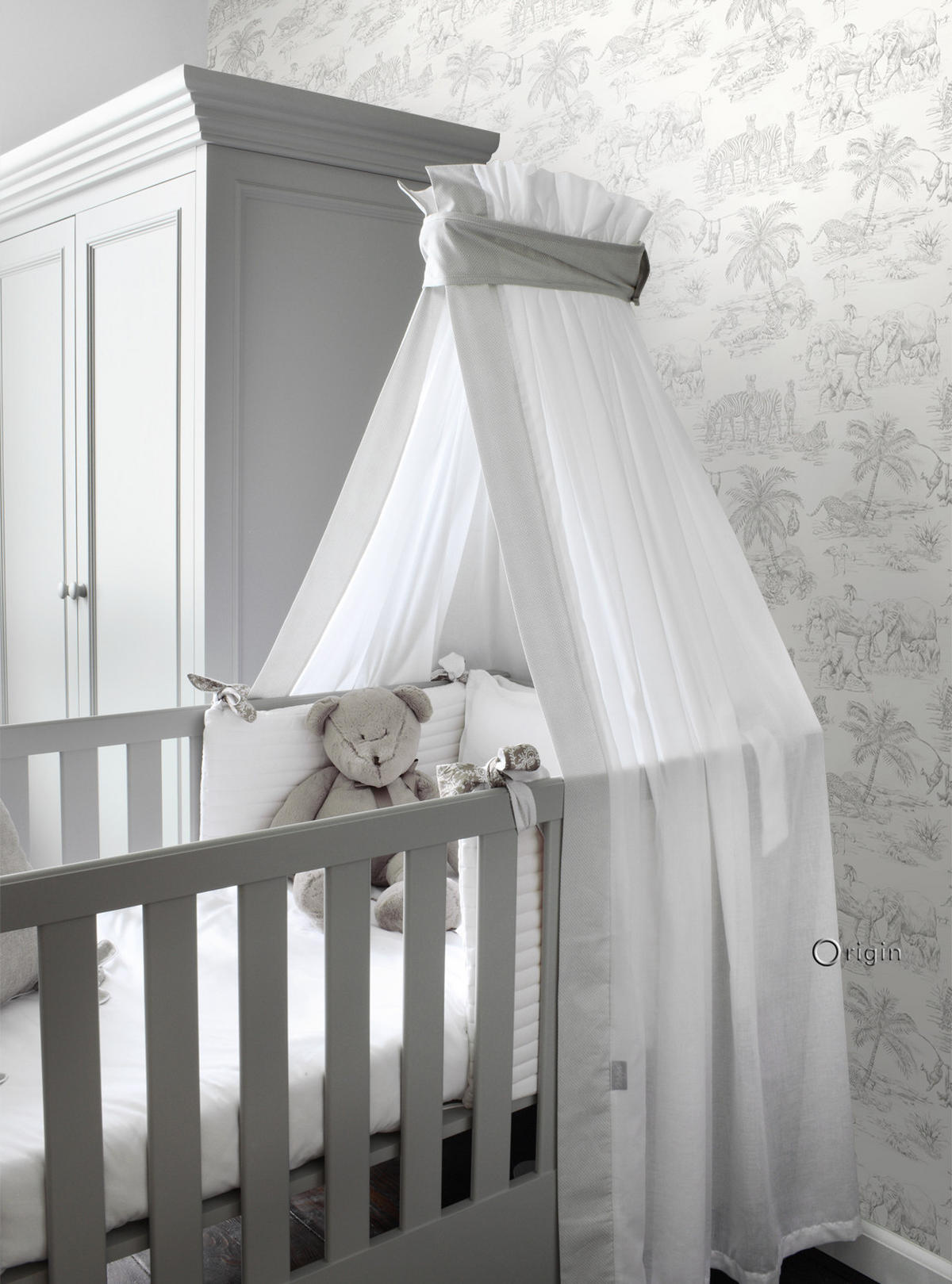TAPETE Dschungeltiere 53 cm x 10.05 m - Grau, Papier (53/0.1cm) - Origin Wallcoverings
