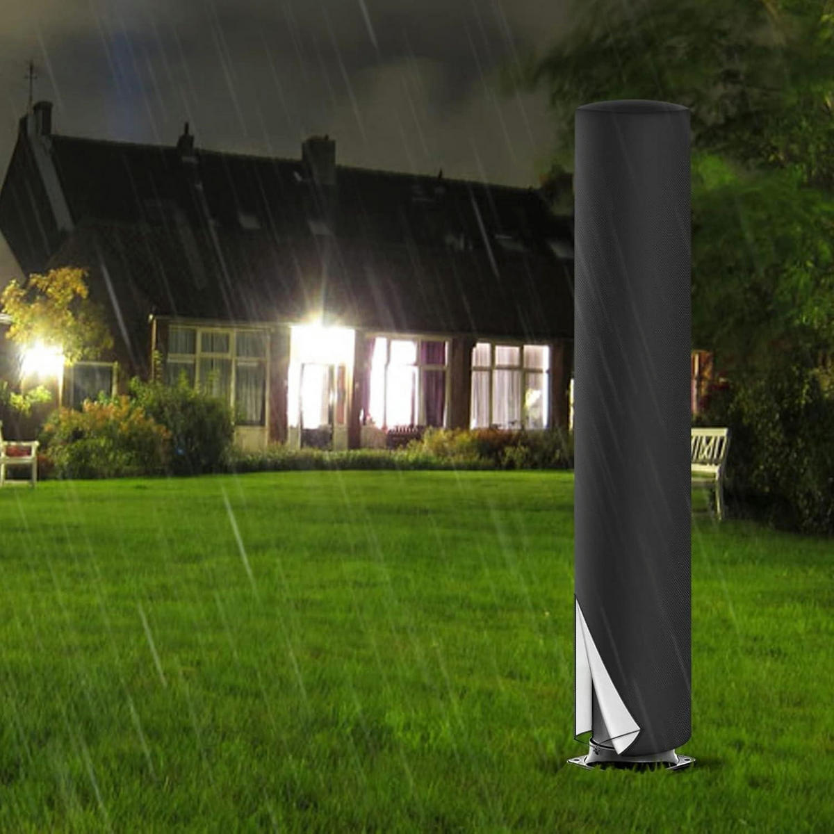 SOLARDUSCHE Abdeckung 245 x 30 cm Schwarz - Schwarz, Textil (19/8/27cm)