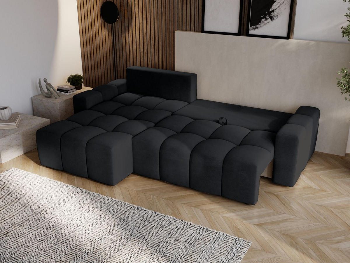 ECKSOFA Bresso Schwarz - Schwarz, Holz/Textil (255/168cm) - Graingold