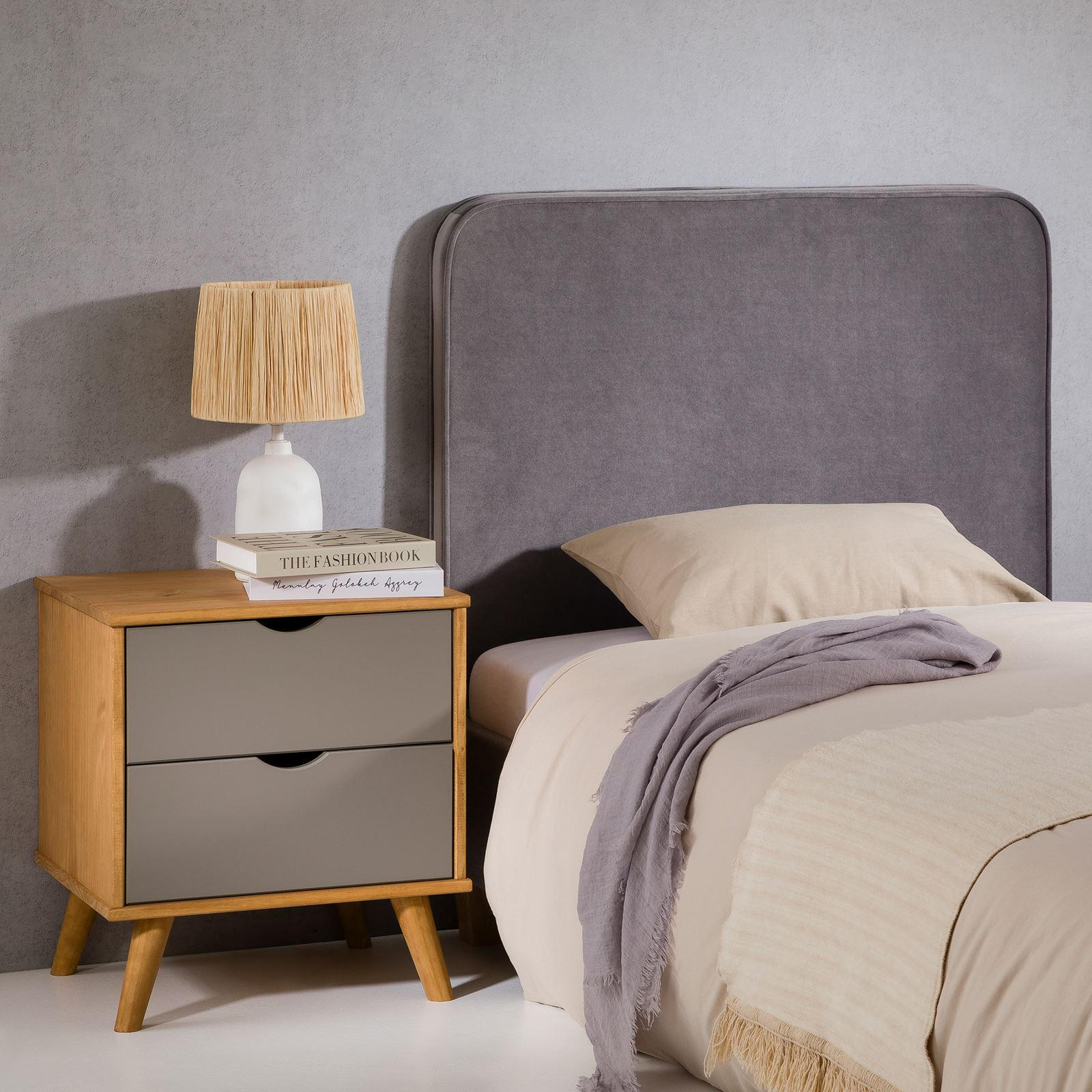 KOPFTEIL LUNAR 90X190 CM - Grau, Textil (90/68/6cm) - IDIMEX