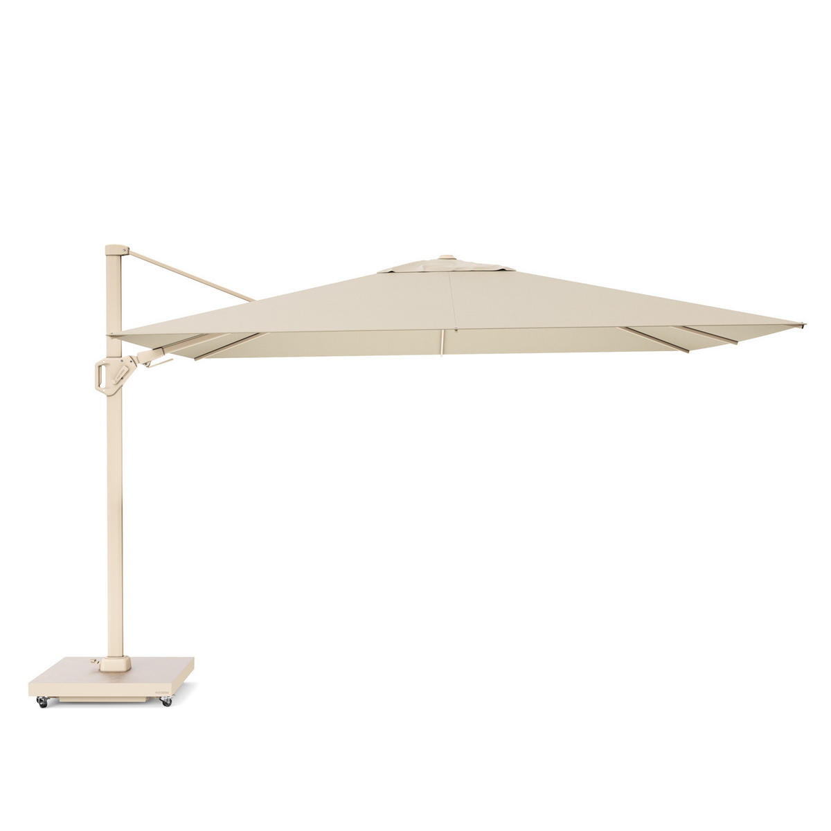 AMPELSCHIRM rechteckig 2.6 x 3.5 m Challenger T² Premium 360° kippbar natur/sand - Creme, Metall (350/260cm) - Platinum