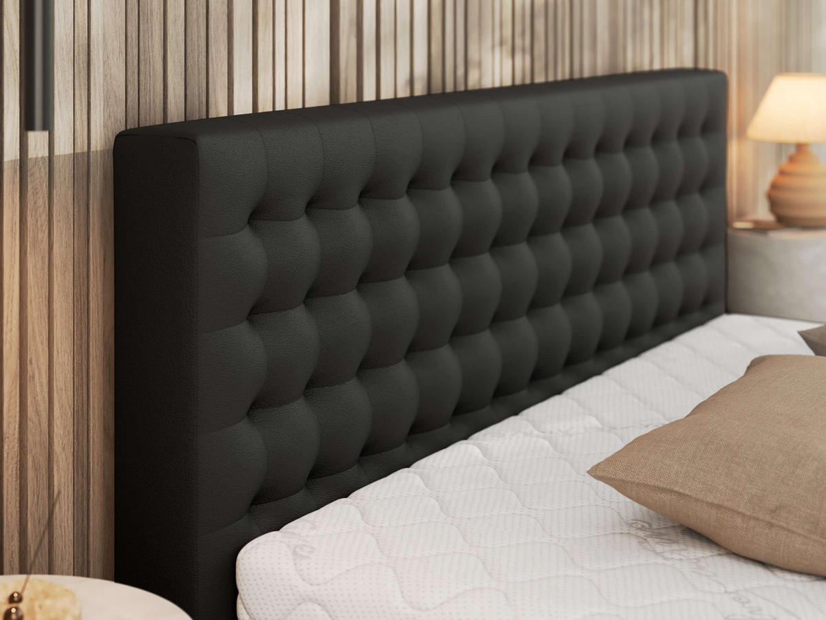 POLSTERBETT PAVO CLASSIC 140/200 - Schwarz Kunstleder - Pocket-Matratze - Schwarz, Textil (140/200cm) - MKS