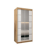 SCHWEBETÜRENSCHRANK 200/100/62 2-türig - Silberfarben/Weiß, Holz/Kunststoff (100/200/62cm) - Abiks Möbel