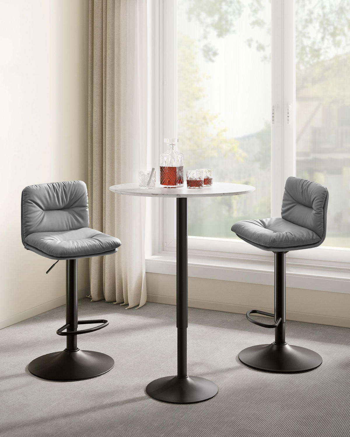 BARHOCKER MORONI 2ER-SET - Grau, Textil (41/110/47cm) - Hansiro