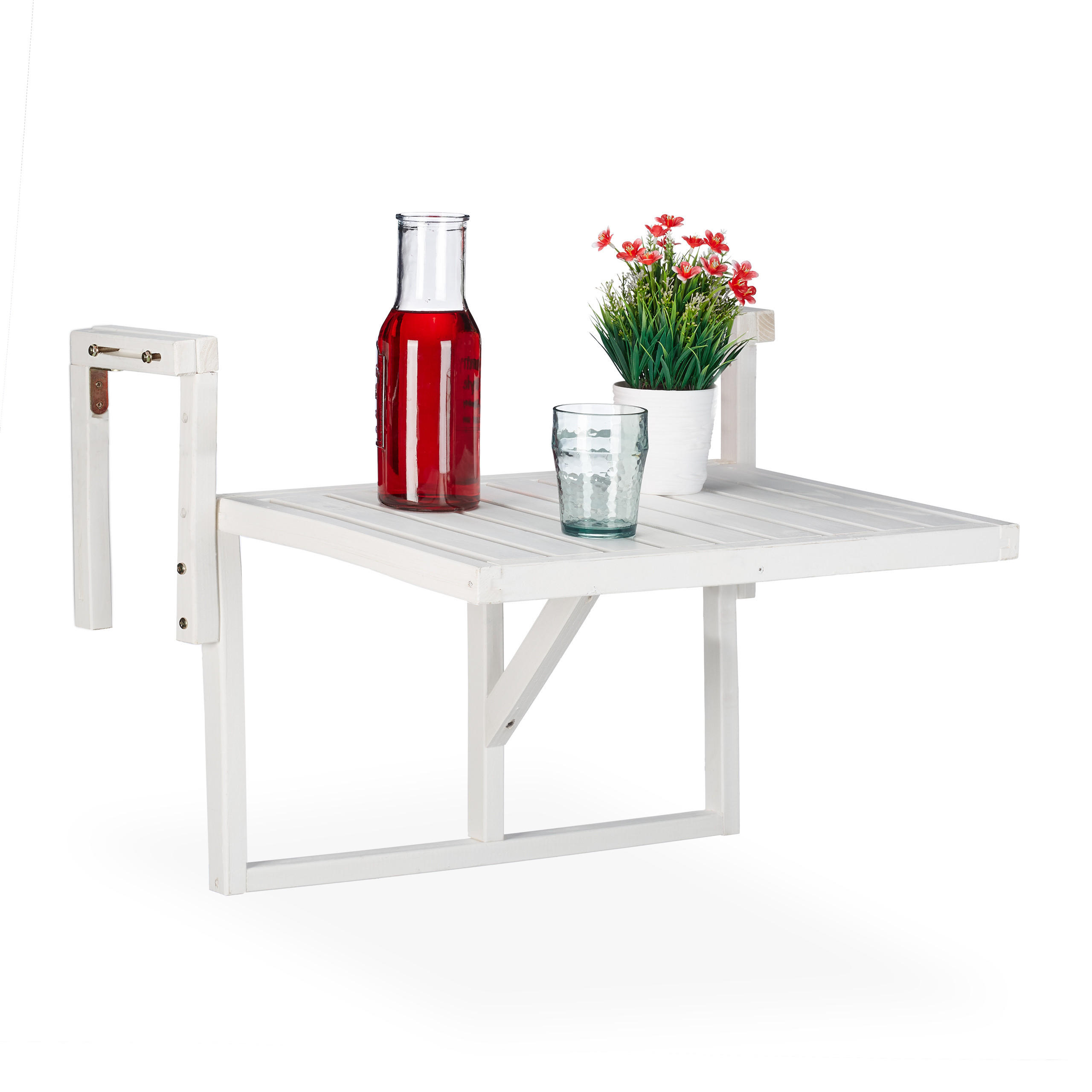 BALKONKLAPPTISCH - Weiß, Holz/Metall (65/70/55cm) - Relaxdays