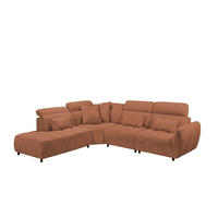 ECKSOFA mit verstellbaren Kopflehnen und Nosagfederung - Terra cotta, Textil (339/285cm) - ed exciting design