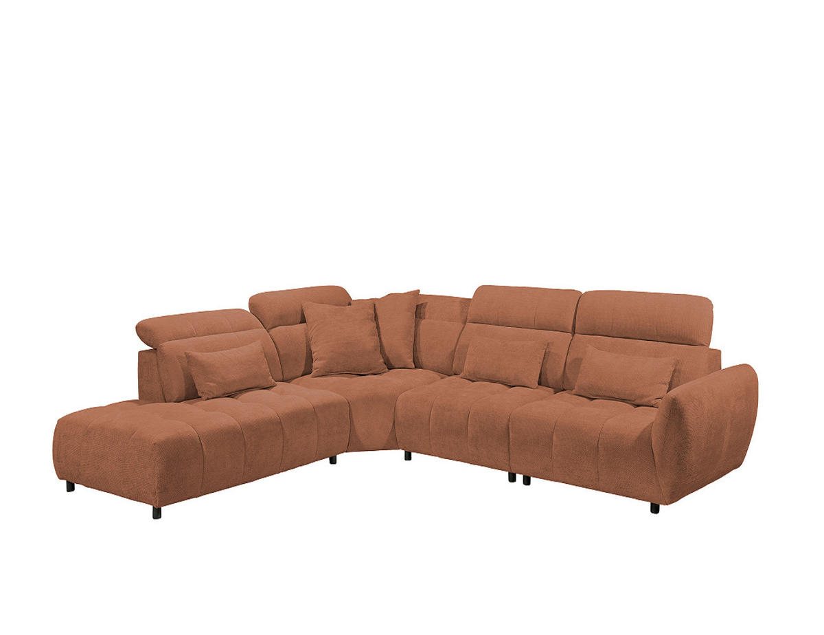 ECKSOFA mit verstellbaren Kopflehnen und Nosagfederung - Terra cotta, Textil (339/285cm) - ed exciting design