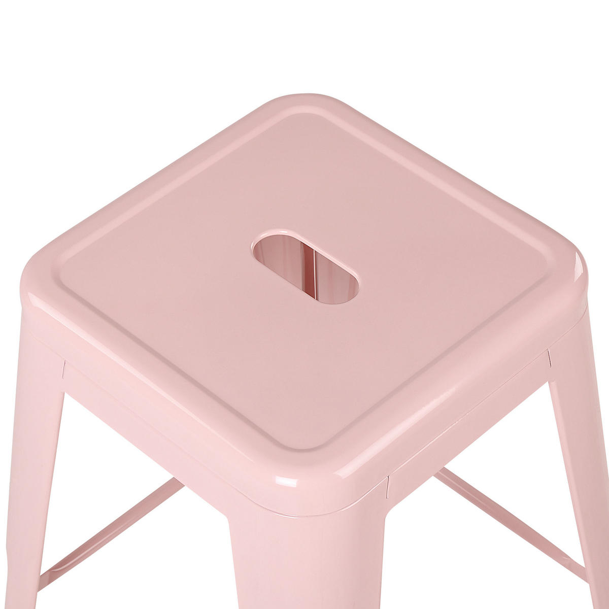 HOCKER 2er-Set Stahl Rosa Cabrillo - Pink, Metall (42/60/42cm) - Beliani