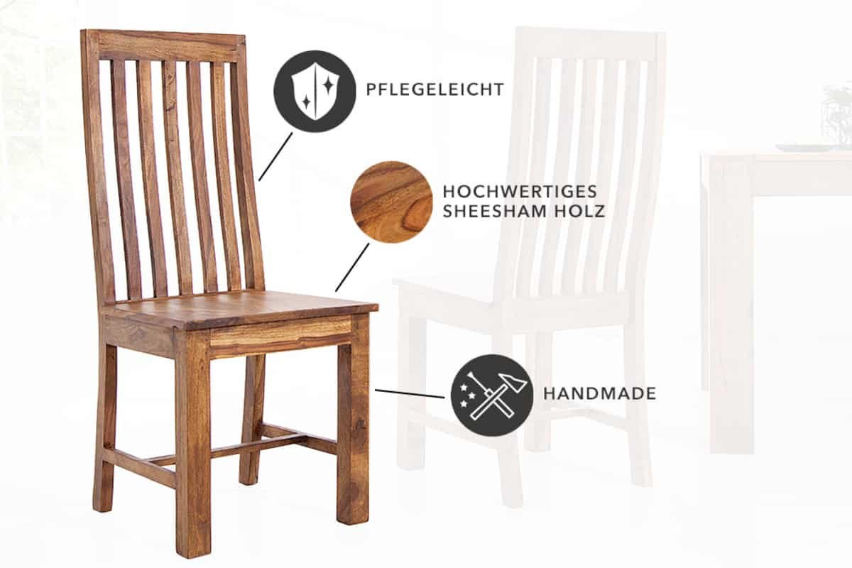 STUHL MAKASSAR Sheesham Natur 100 cm - Braun, Holz (45/100/45cm) - riess-ambiente