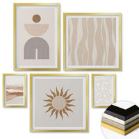 WANDBILDER 5er Set - 50x50 cm & 20x30 cm & 40x60 cm Goldrahmen - Abstrakte Landschafts- und Naturgeometrie - Goldfarben, Kunststoff (40/60cm) - ArtPrintCave