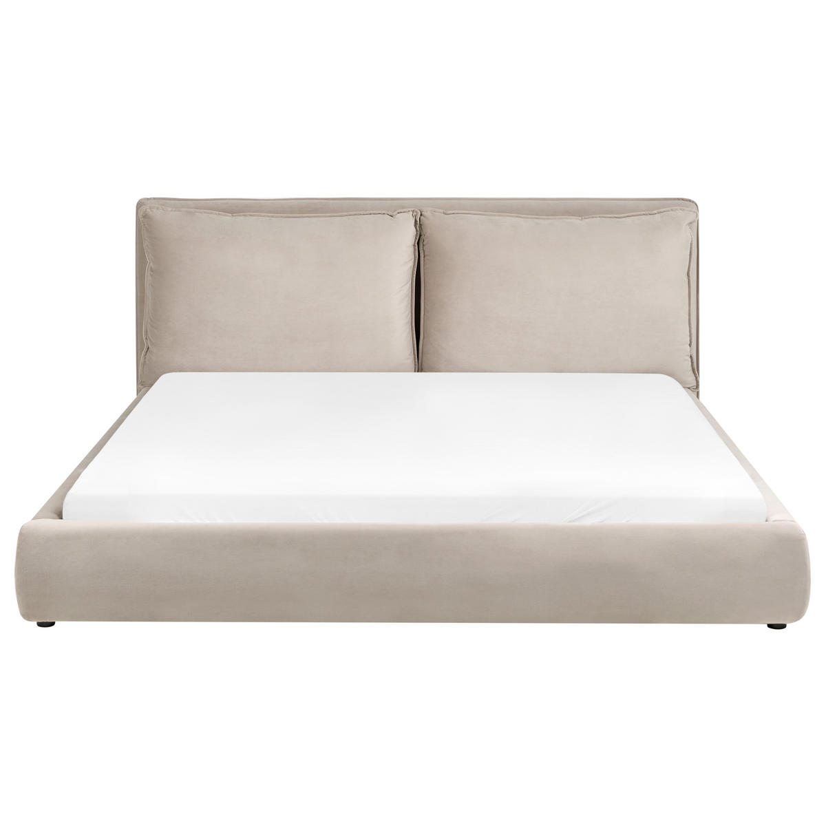 BETT mit Lattenrost 180/200 cm Samtstoff Taupe Bajonna - Taupe, Textil (180/200cm) - Beliani