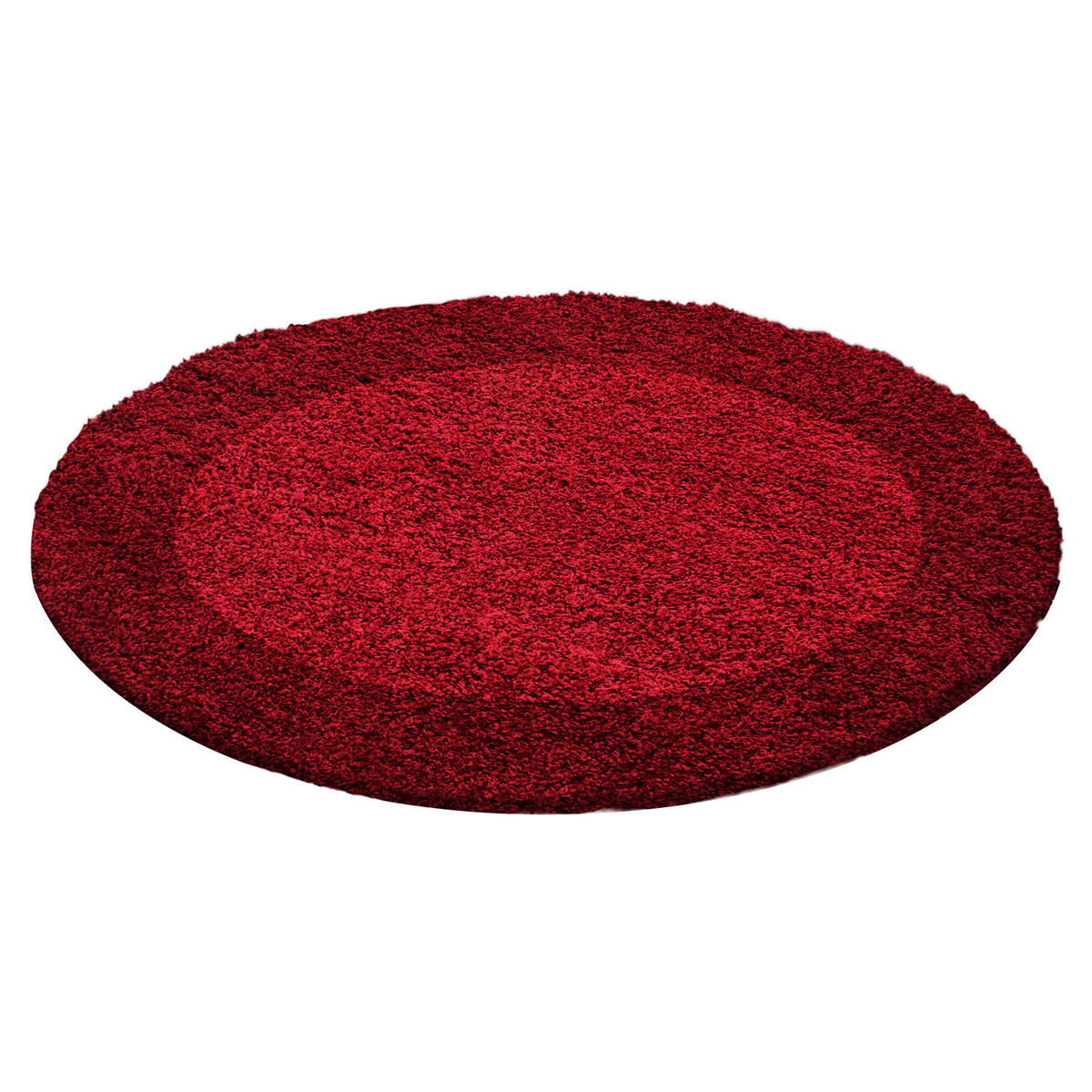 TEPPICH Hochflor einfarbig mit Bordüre Polypropylen Wohnzimmer Rot Rund 160x160 - Rot, Textil (160/160cm) - KADIMA DESIGN