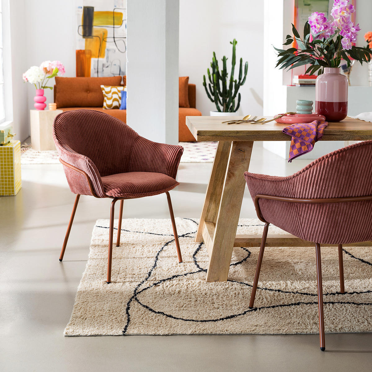 ARMLEHNENSTUHL - Mauve, Textil/Metall (63/81/64cm) - home24