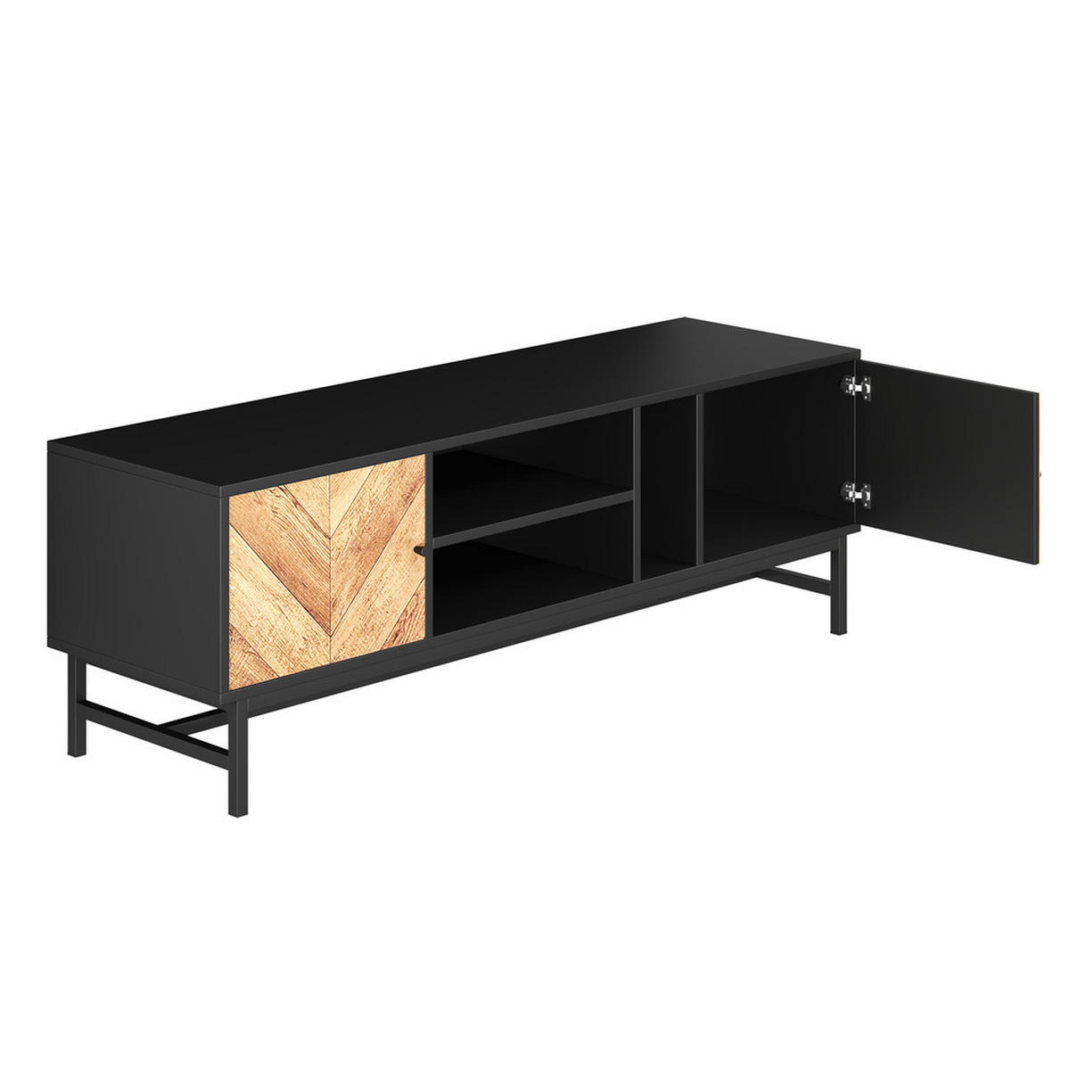 TV-SCHRANK 150cm Modern Schwarz-Holz Design Stauraum Schränke & Fächer - Schwarz, Holz (50.8/10.8/163.83cm) - FLIEKS