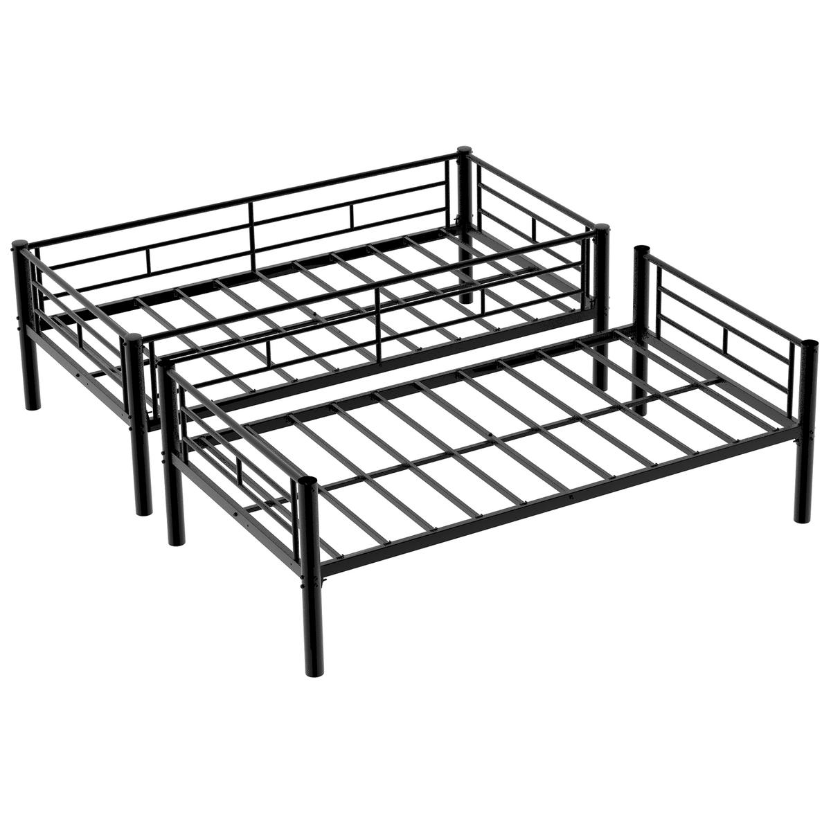 ETAGENBETT 90/190 cm schwarz aus Eisen teilbar mit Leiter - Schwarz, Metall (90/190cm) - OKWISH
