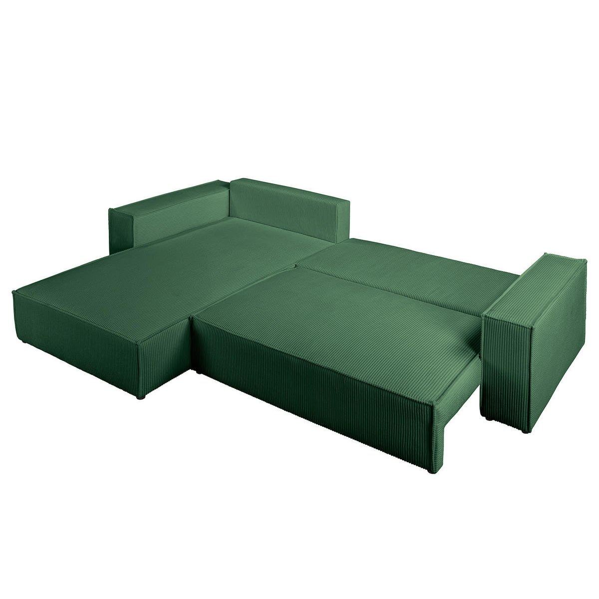 ECKSOFA mit Schlaffunktion - 290 cm - Schwarz/Grün, Kunststoff/Textil (290/185cm) - home24