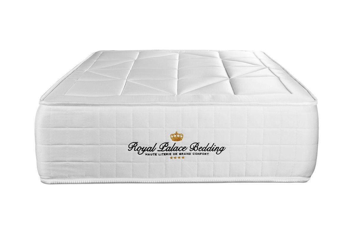 BETT Windsor Taschenfederkern und Memory-Schaum 90 x 200 cm h1 - Kit Bettgestell Weiß - Beige/Weiß, Karton/Holz (90/200cm) - ROYAL PALACE BEDDING