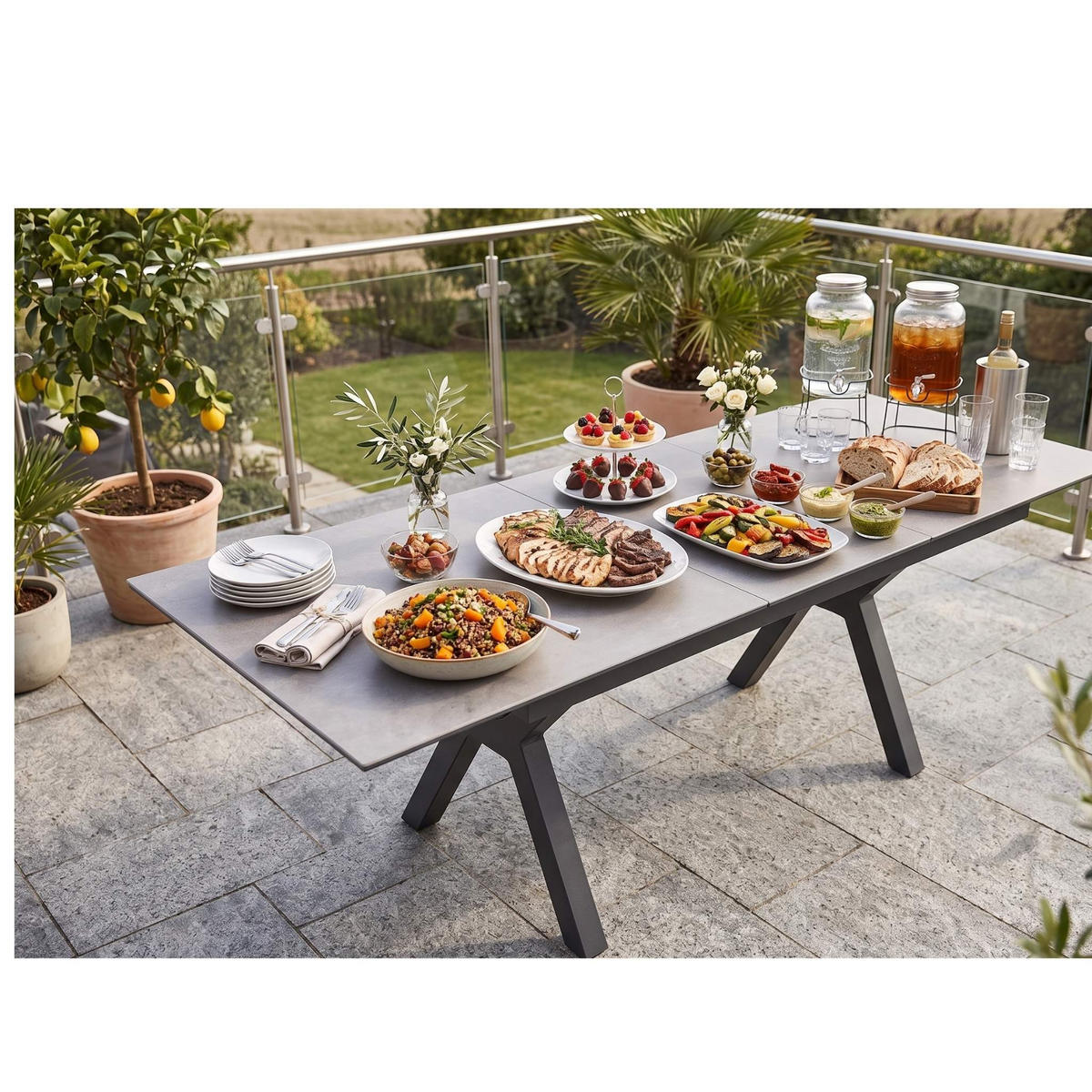 GARTENTISCH Granada ausziehbar - Grau, Metall (210/90/76cm) - Mr. Deko
