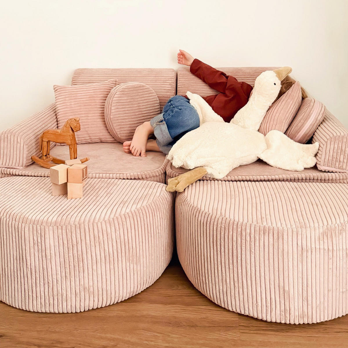KINDERSOFA AESTHETIC 120 cm Cord Rosa 12 Stk - Rosa, Textil (60/12.5/120cm) - MeowBaby