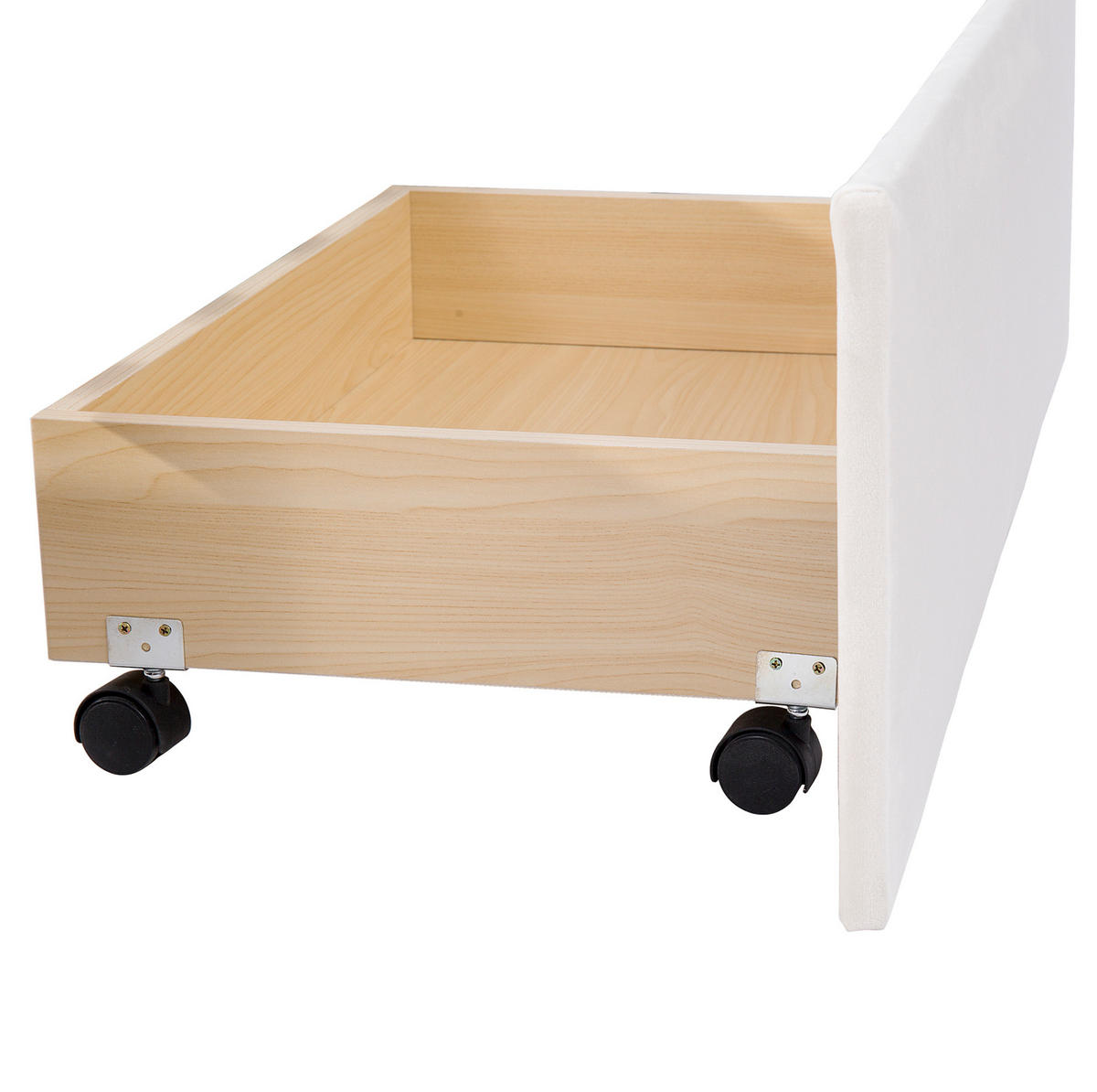 POLSTERBETT aus Samtstoff 140x200 cm Beige mit 4 Schubladen, Lattenrost und gepolstertem Kopfteil - Beige, Textil (140/200cm) - Modfu