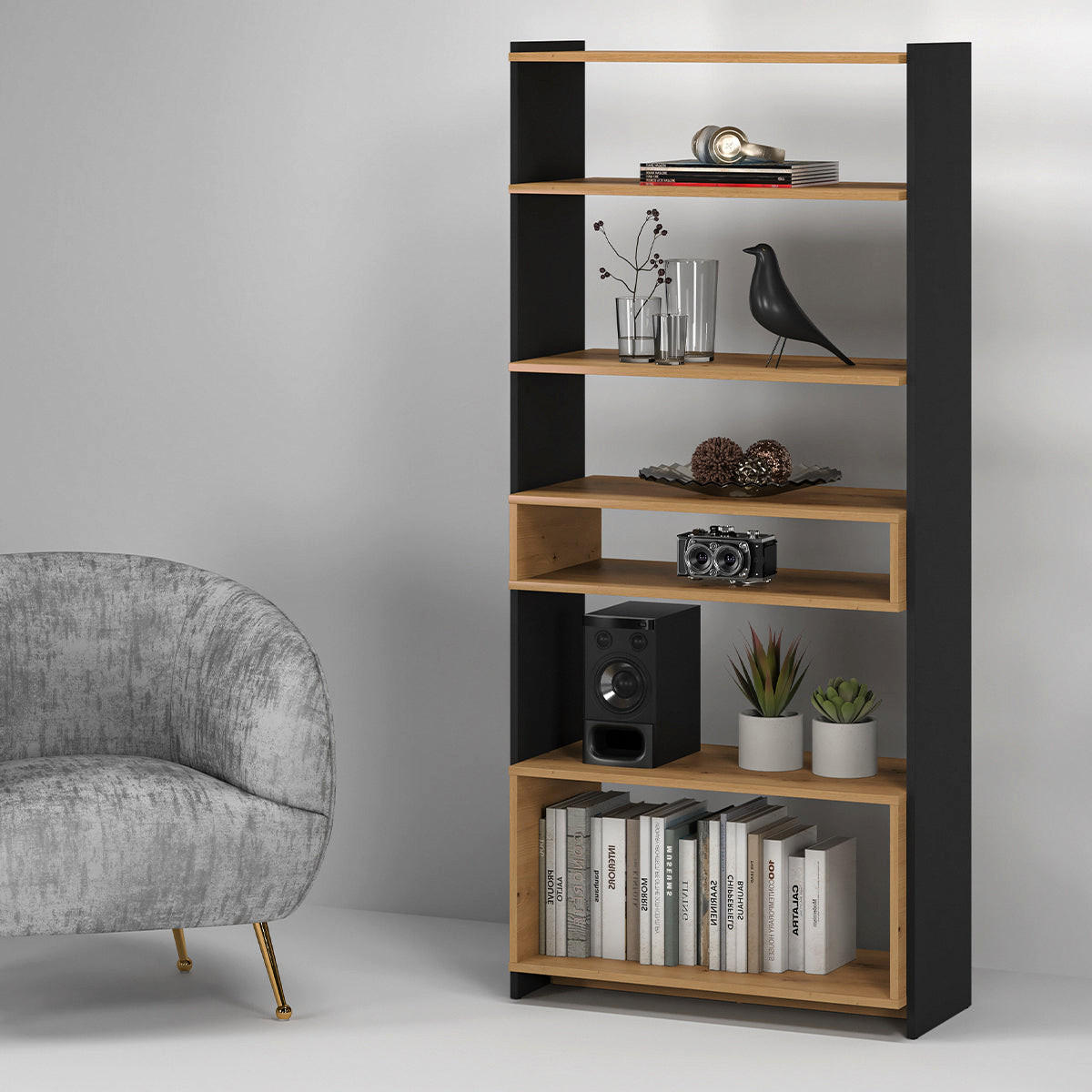 KNJIŽNI REGAL Tara Les - rjava, leseni material (80/180/40cm) - Petits-meubles