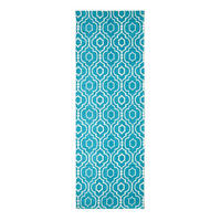 BAUMWOLLTEPPICH-LÄUFER Riga geometrisch 66/200 cm - Blau, Textil (66/200cm) - Homescapes