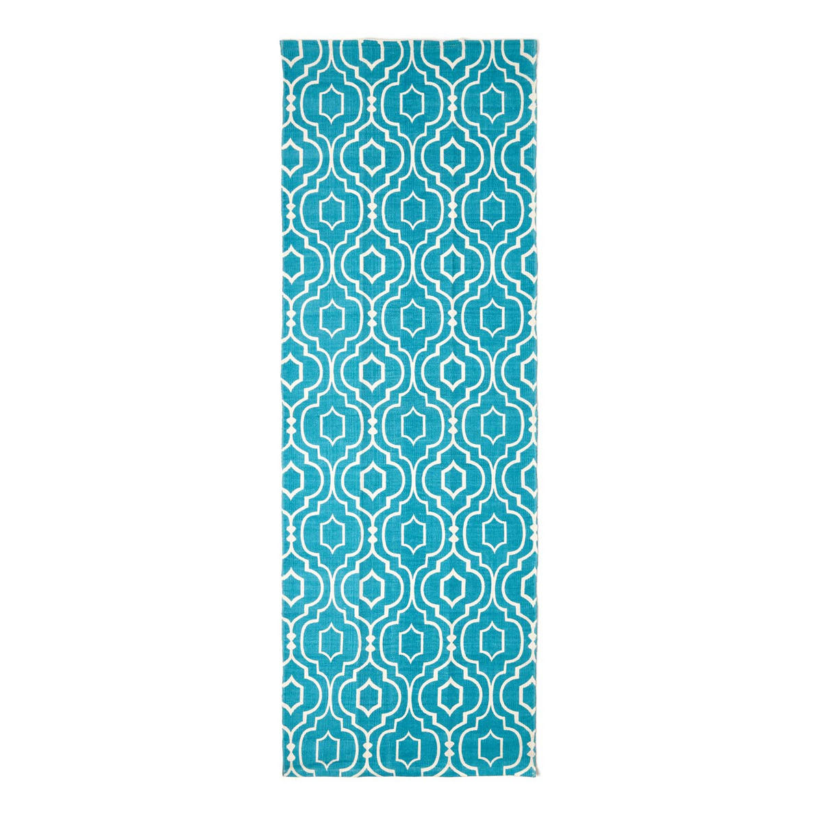 BAUMWOLLTEPPICH-LÄUFER Riga geometrisch 66/200 cm - Blau, Textil (66/200cm) - Homescapes