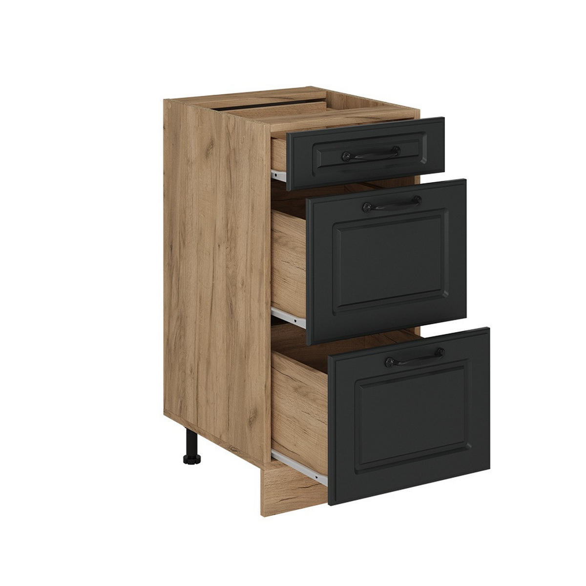 KÜCHENUNTERSCHRANK R-Line Anthrazit Landhaus 40 cm mit Schubladen, AP Marmor - Honigeiche/Anthrazit, Holzwerkstoff (40/81.6/60cm) - Vicco