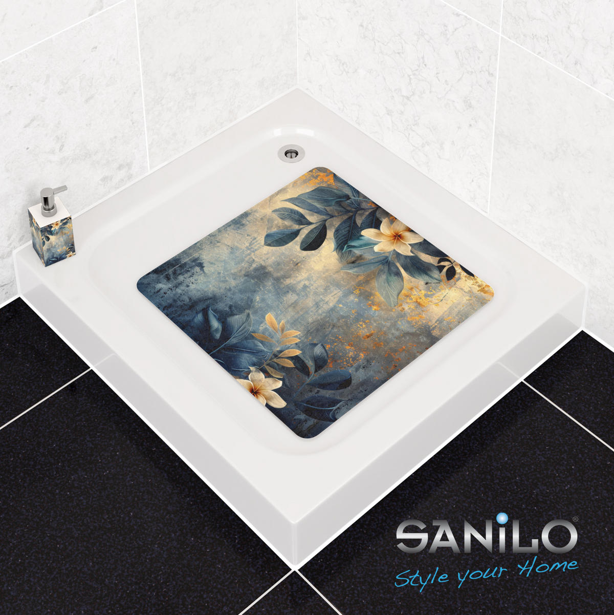 BADEMATTE Lilybud - Grün, Kunststoff (53/53cm) - Sanilo