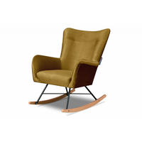 SCHAUKELSESSEL ADDUCTI pflegeleichter Veloursstoff, Gelb - Eichefarben/Gelb, Holz/Textil (75/94/112cm) - KONSIMO®