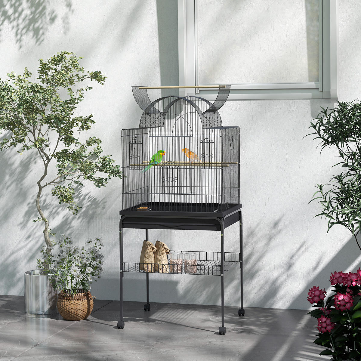 VOGELKÄFIG DE-10634 Schwarz - Schwarz, Metall (53/144/63cm) - ComfortXL