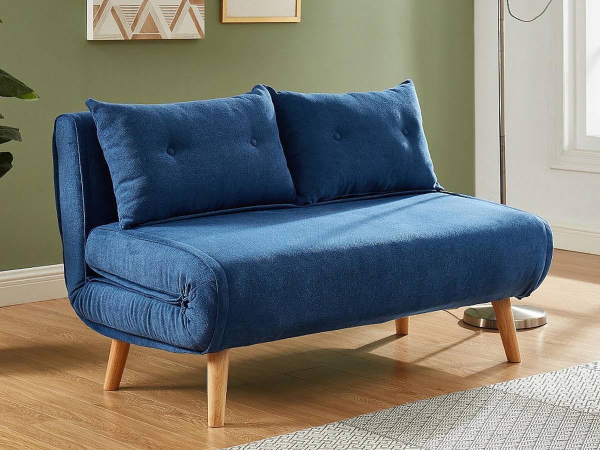 SCHLAFSOFA 2-Sitzer - Stoff - Blau - VALERIO - Blau, Textil (120/74/74cm) - Vente-Unique