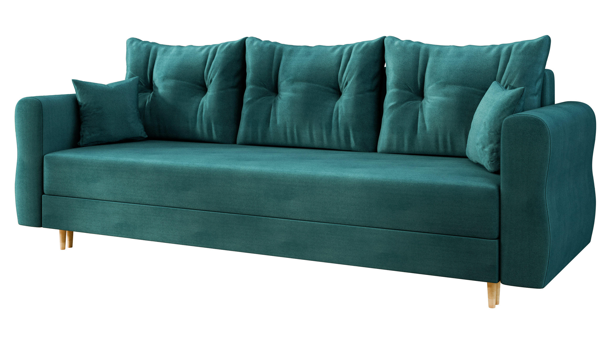 SCHLAFSOFA Zako S 3 - Türkis/Naturfarben, Holz/Textil (231/85/77cm) - MIRJAN24