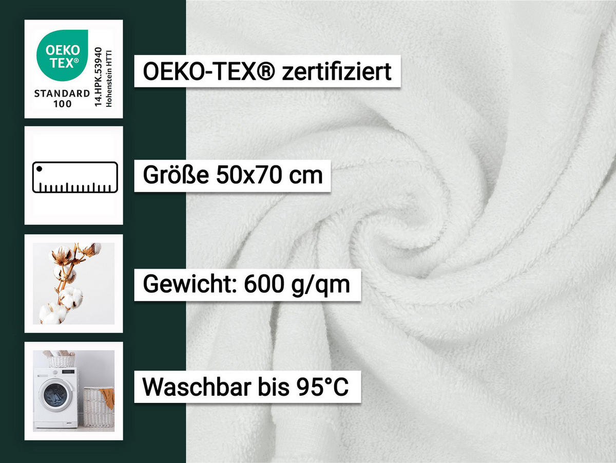 BADEMATTE, 2er-Set, 50x70 cm, 100% Baumwolle - Weiß, Textil (50/70cm) - Zollner